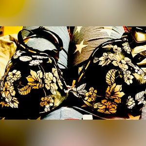 Floral Bra with Pink Ribbon, Size 40D